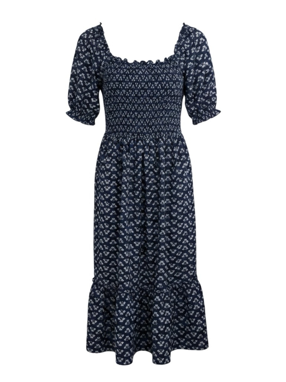 Hill House The Nap Dress Women’s Small Blue Floral Puff Sleeve Midi Cottagecore